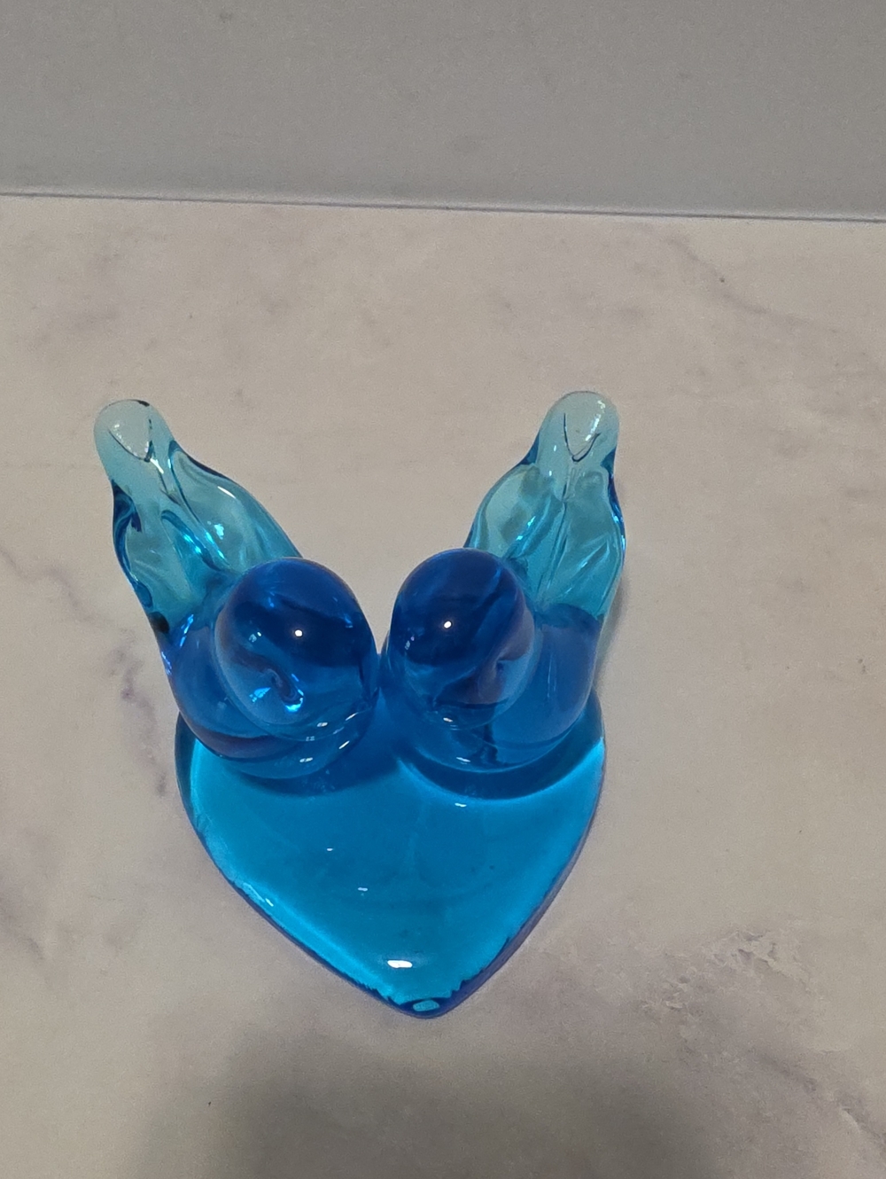 Vintage Glass Blue Birds Of Happiness Signed Leo Ward 1988